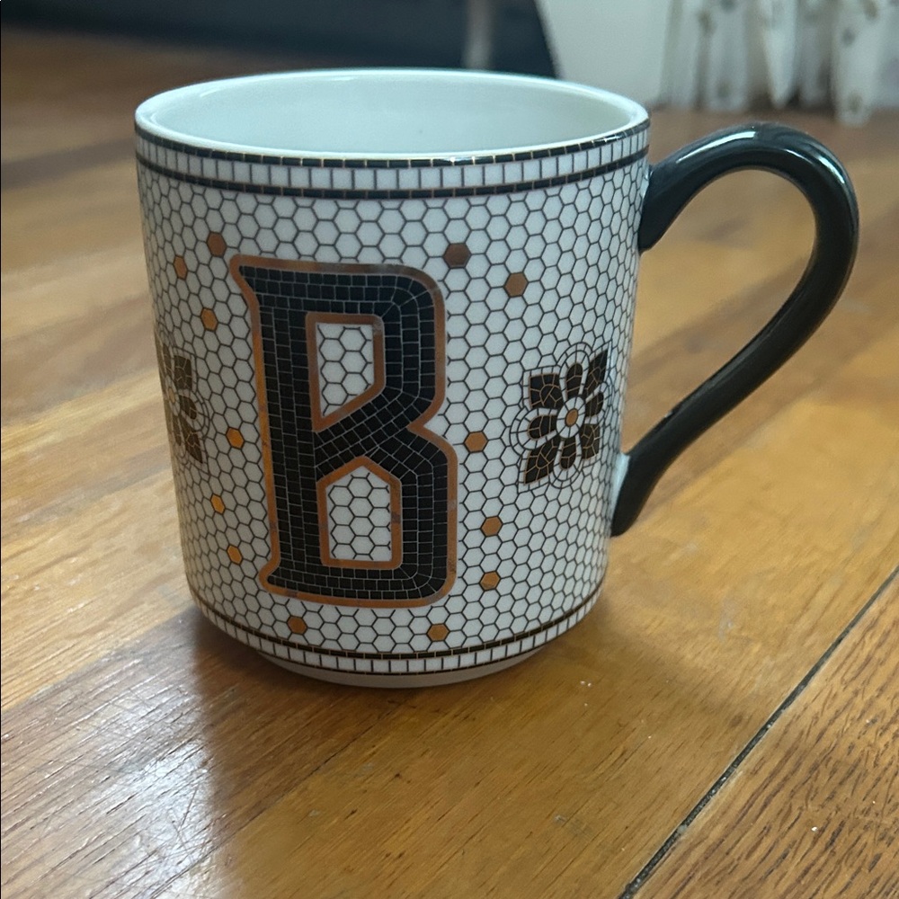 Geometric Black and White Mug w/ B
